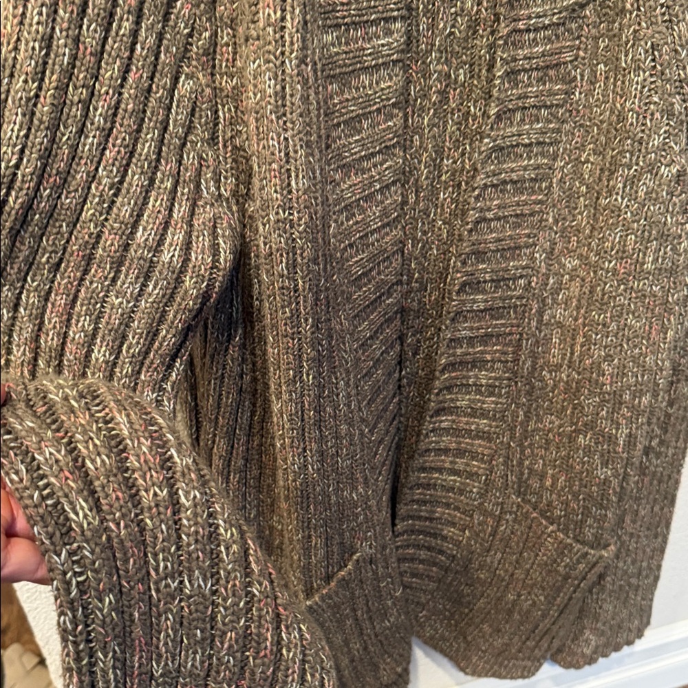 Free People Ribbed Open-Front Cardigan Sweater - Brown Heather - Picture 4 of 5